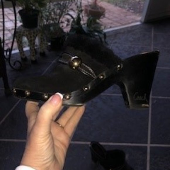 Coach sz 9.5 black suede Ivanka clogs - Picture 8 of 10